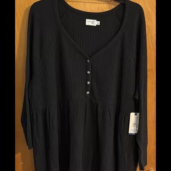 Thermal Dress Womens 4X Black Henley - Picture 1 of 5